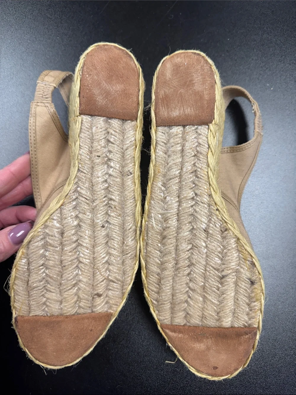 Lauren Ralph Lauren Taupe‎ Canvas Peep-Toe Slingback Espadrilles